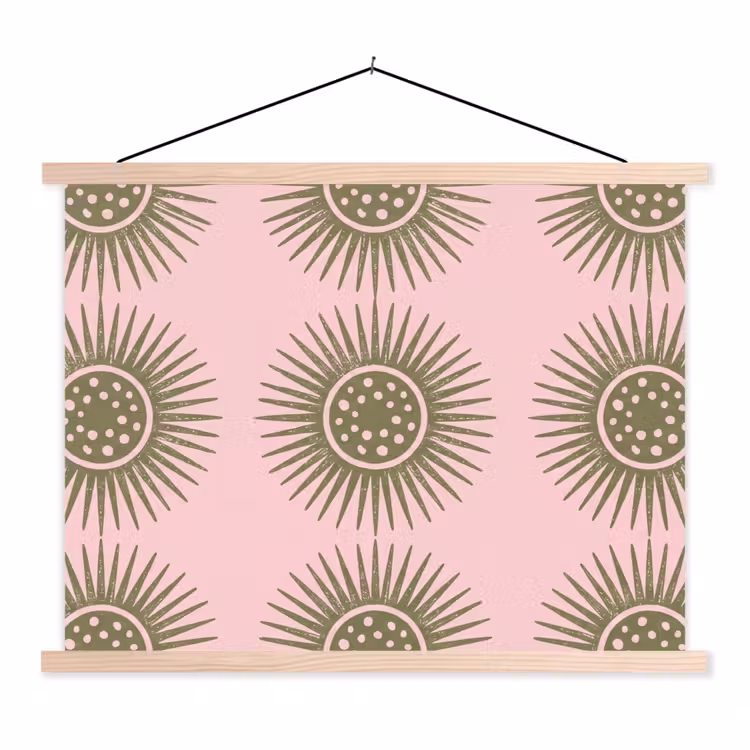 Schoolplaat - Bloemen - Patroon - Abstract - Roze - Groen — 1