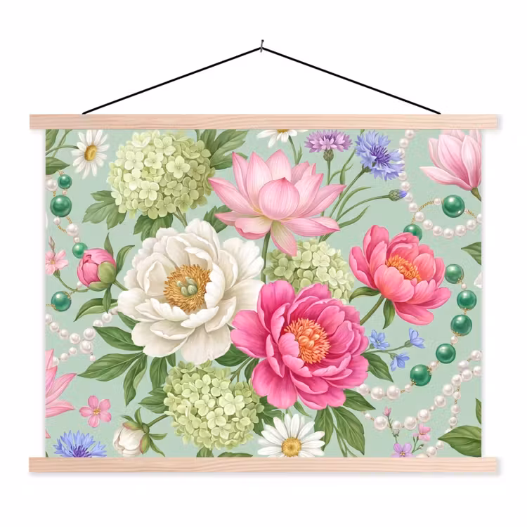 Schoolplaat - Bloemen - Patroon - Botanisch - Groen — 1