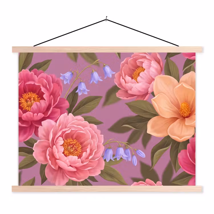 Schoolplaat - Bloemen - Patroon - Illustratie - Roze — 1