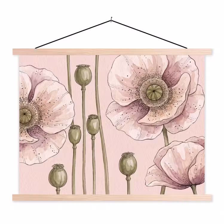Schoolplaat - Bloemen - Zomer - Natuur - Aquarel - Roze — 1