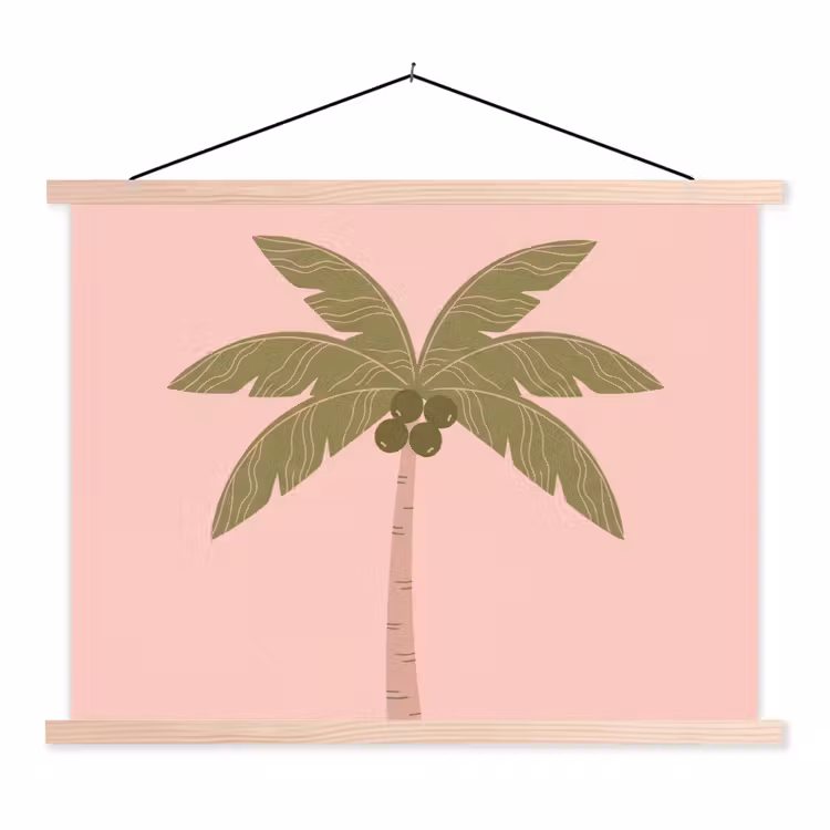 Schoolplaat - Boom - Palm - Natuur - Illustratie - Roze — 1
