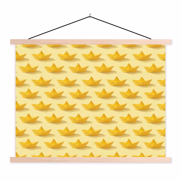 Schoolplaat - Bootjes - Origami - Creatief - Geel — 1
