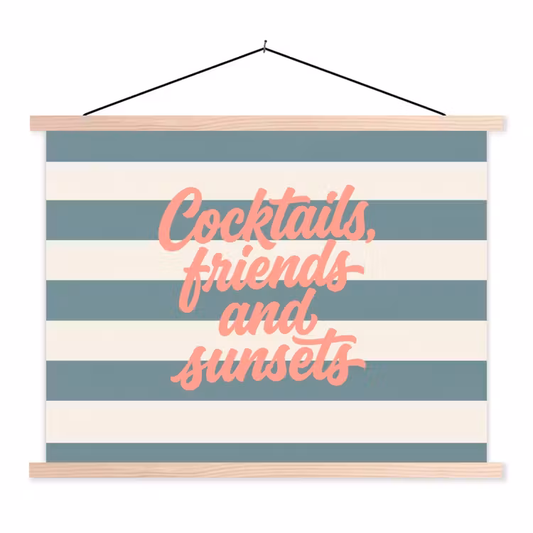 Schoolplaat - Cocktails - Strepen - Blauw - Koraal — 1