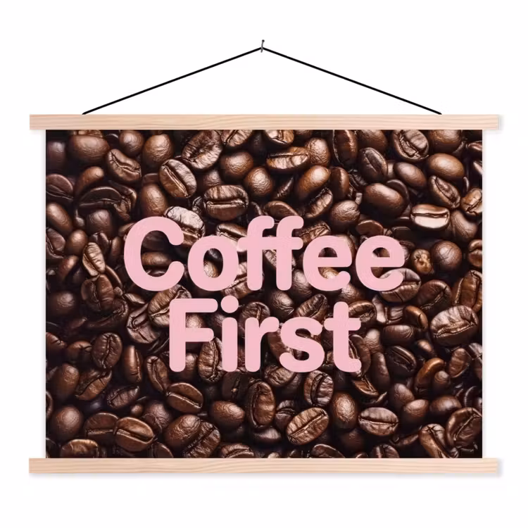 Schoolplaat - Coffee First - Koffiebonen - Roze — 1