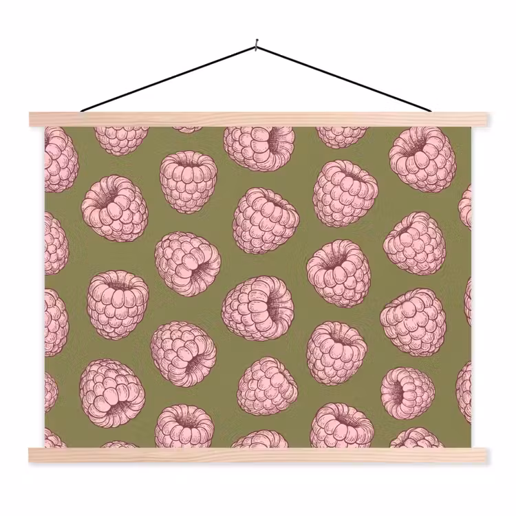 Schoolplaat - Eten - Patroon - Illustratie - Roze - Groen — 1