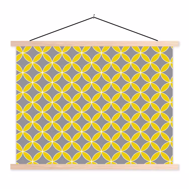Schoolplaat - Geometrisch - Cirkels - Modern - Grijs - Geel — 1