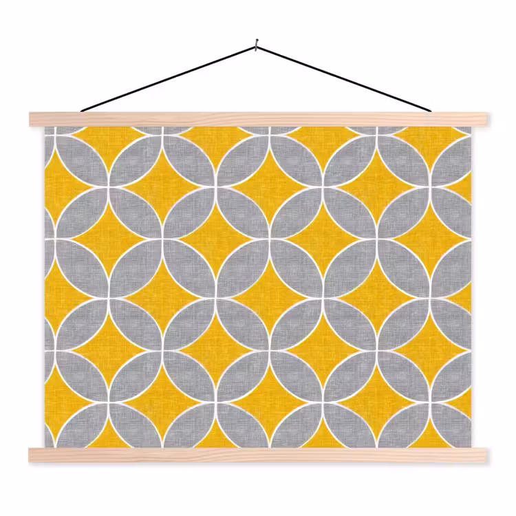 Schoolplaat - Geometrisch - Cirkels - Textuur - Grijs - Geel — 1