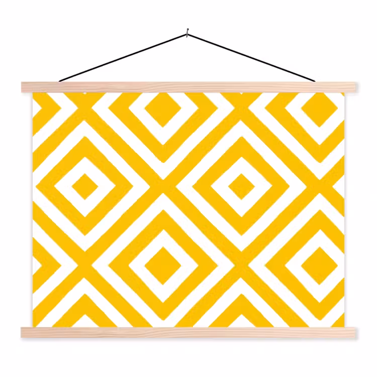 Schoolplaat - Geometrisch - Lijnen - Modern - Geel - Wit — 1