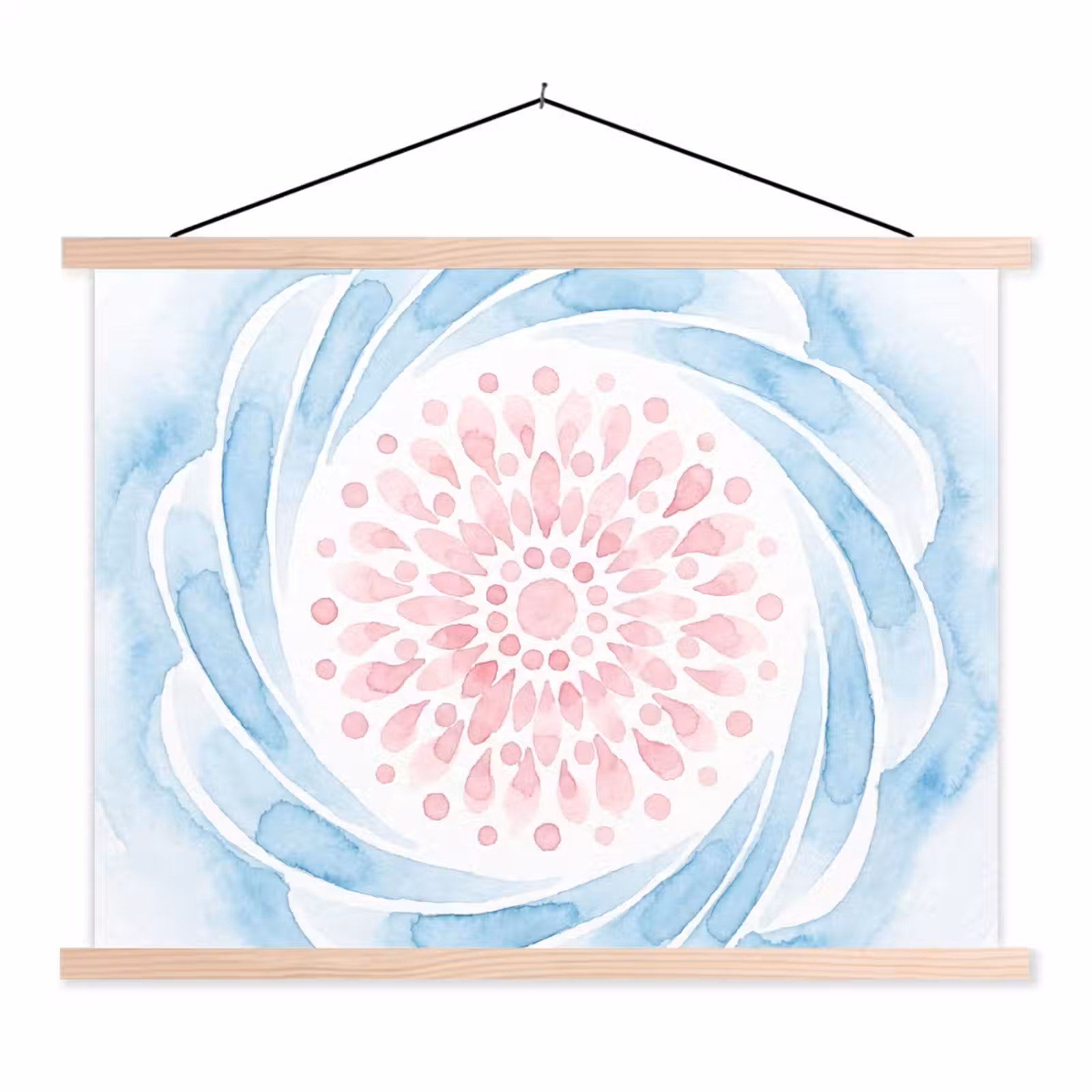 Schoolplaat - Abstract - Bloemvorm - Aquarel - Roze - Blauw — 1