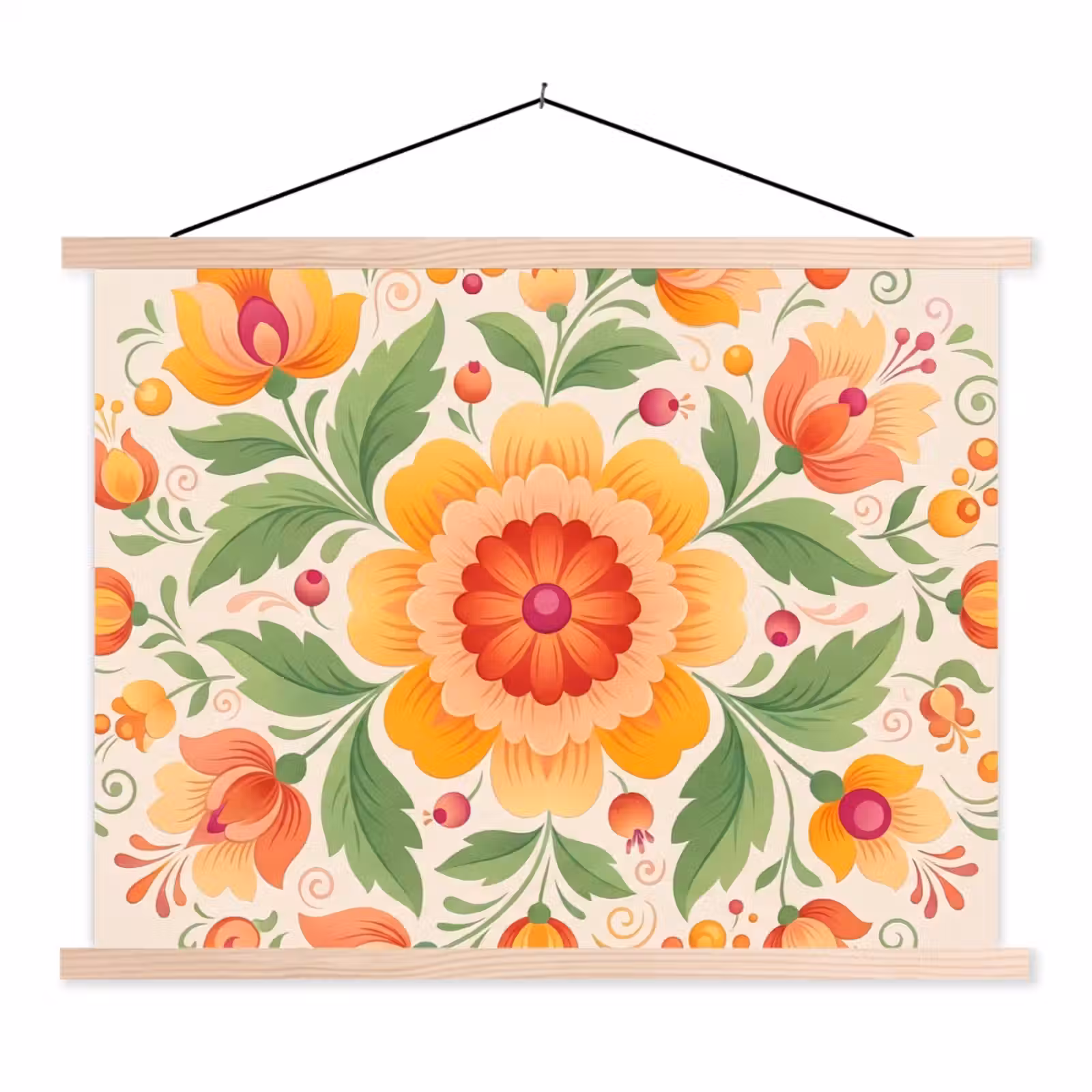 Schoolplaat - Bloemen - Patroon - Decoratief - Oranje — 1