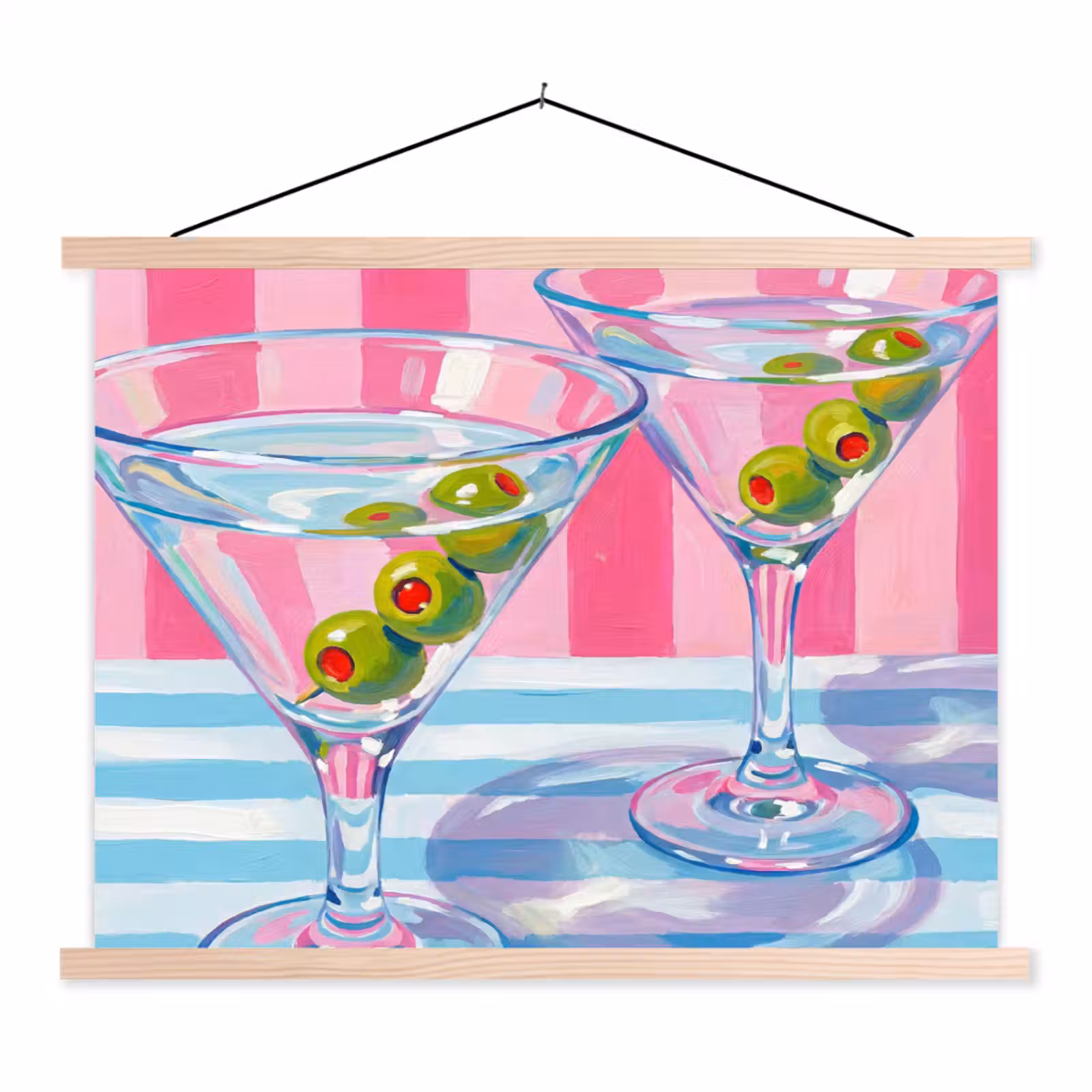 Schoolplaat - Cocktail - Olijven - Kunst - Modern - Roze — 1