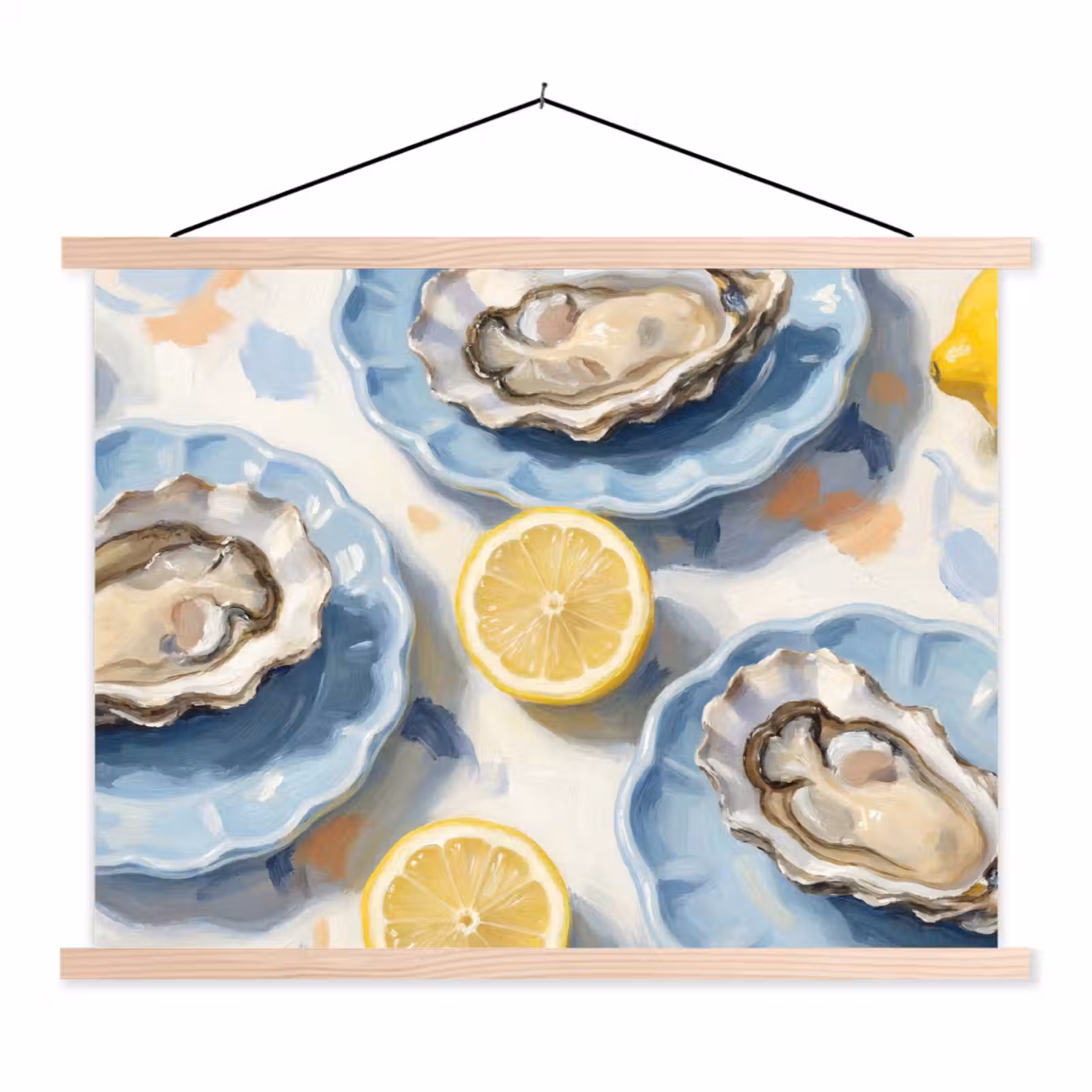 Schoolplaat - Eten - Oesters - Citroenen - Modern - Geel — 1