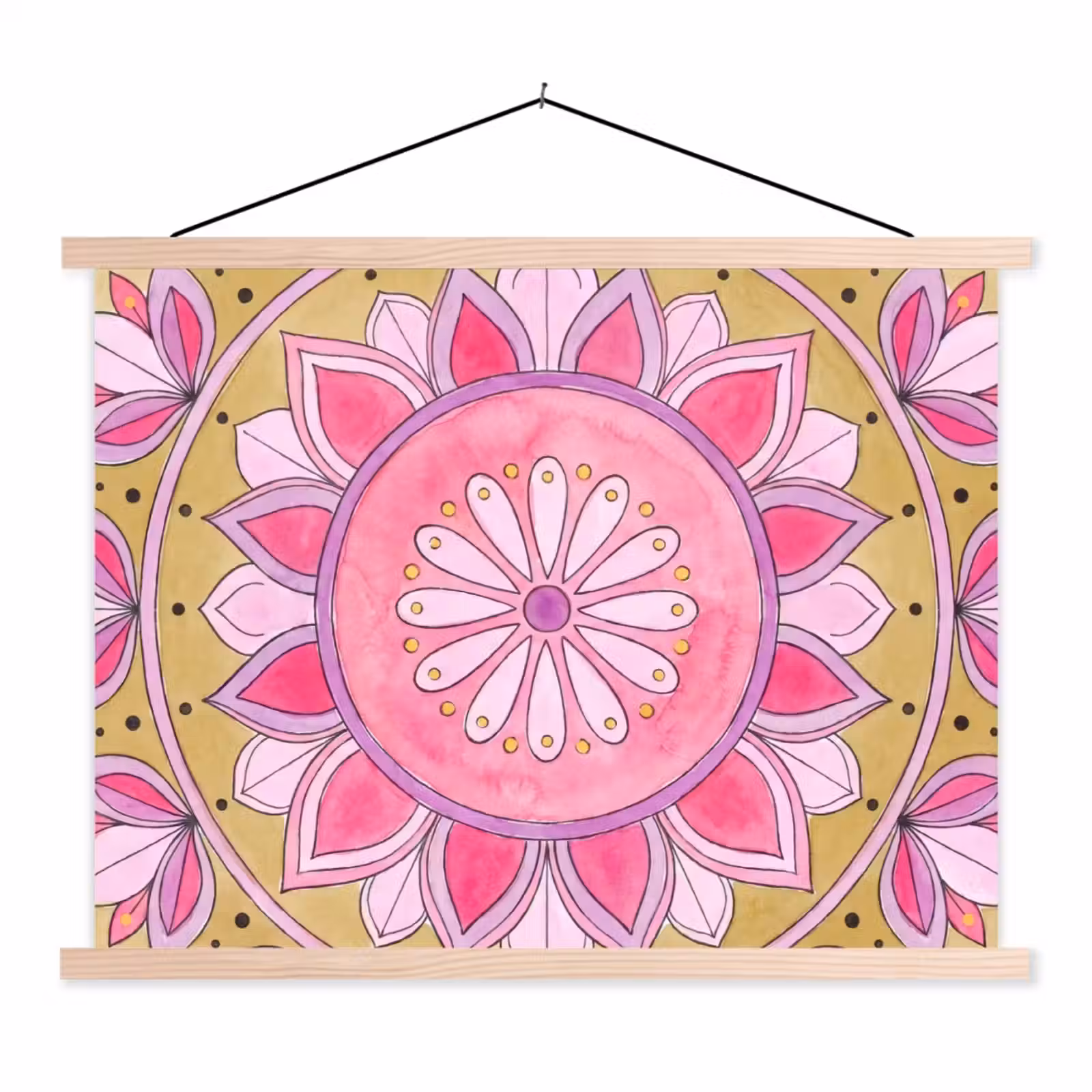 Schoolplaat - Mandala - Patroon - Kunst - Aquarel - Roze — 1