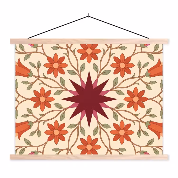 Schoolplaat - Bloemen - Mandala - Decoratief - Rood — 1