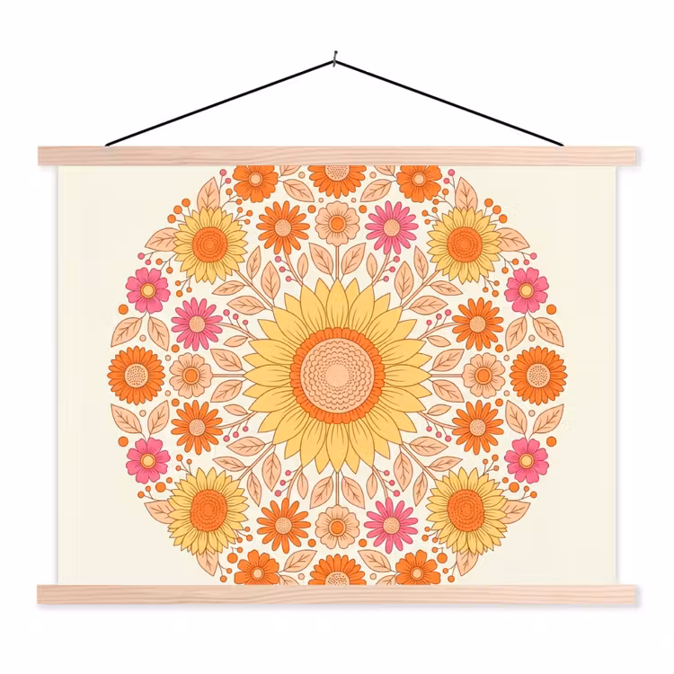 Schoolplaat - Bloemen - Mandala - Patroon - Kleurrijk — 1