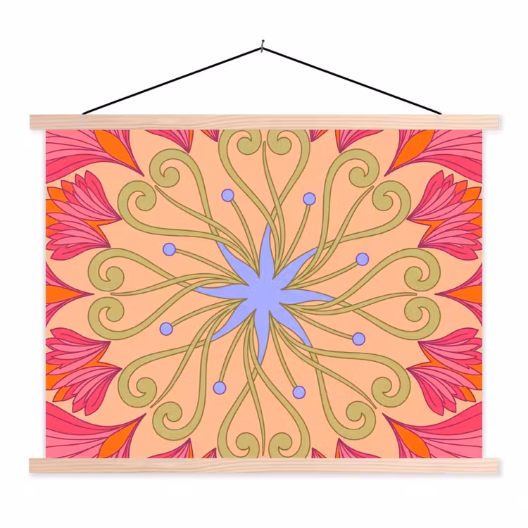 Schoolplaat - Bloemen - Patroon - Abstract - Roze - Decoratief — 1