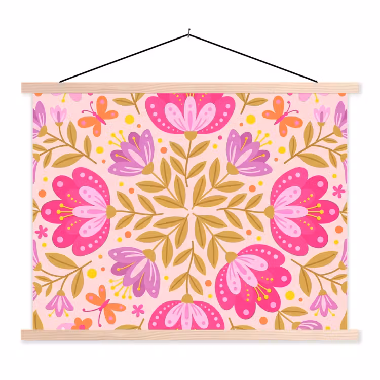 Schoolplaat - Bloemen - Patroon - Natuur - Abstract - Roze — 1