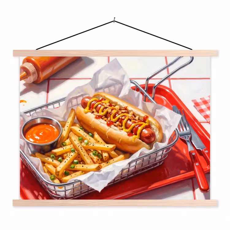 Schoolplaat - Eten - Hotdog - Fastfood - Modern - Rood — 1