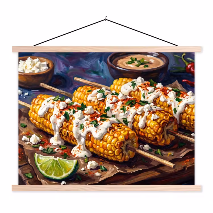 Schoolplaat - Eten - Maïs - Saus - Geschilderd - Geel — 1