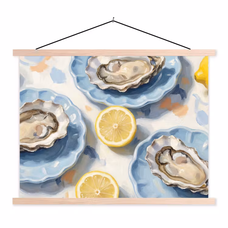 Schoolplaat - Eten - Oesters - Citroenen - Modern - Geel — 1