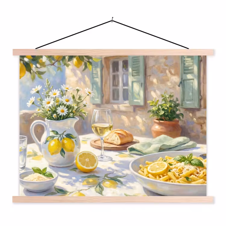Schoolplaat - Eten - Terras - Zomer - Geschilderd - Geel — 1