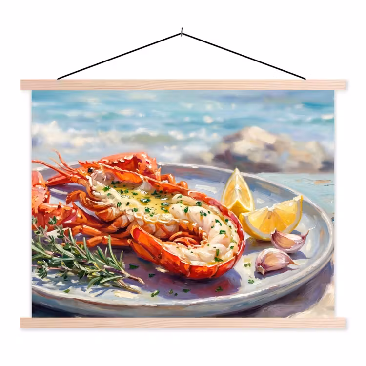 Schoolplaat - Eten - Zee - Kust - Modern - Blauw — 1