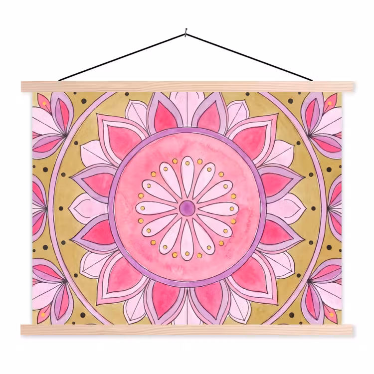 Schoolplaat - Mandala - Patroon - Kunst - Aquarel - Roze — 1