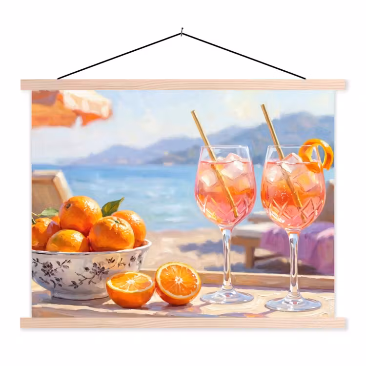 Schoolplaat - Drank - Glazen - Strand - Zomer - Oranje — 1