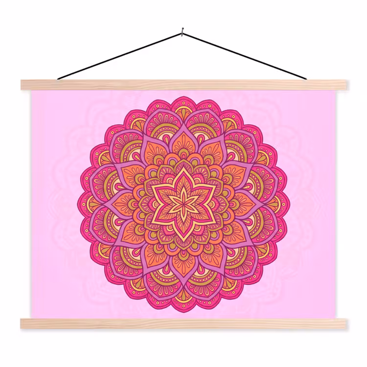 Schoolplaat - Mandala - Cirkel - Spiritueel - Oosters - Roze — 1