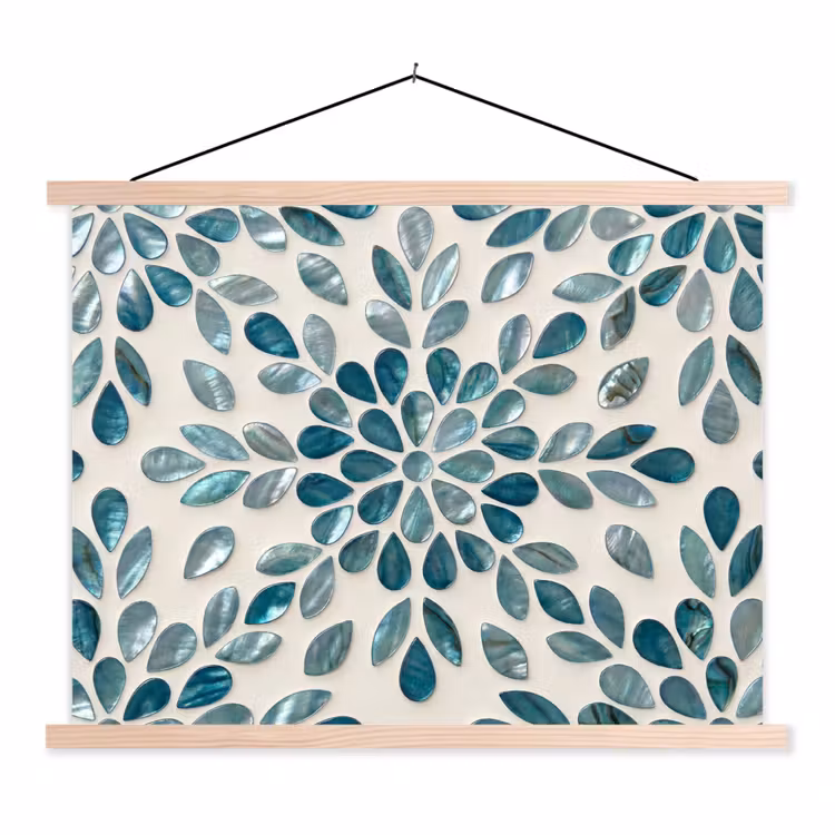 Schoolplaat - Patroon - Bladeren - Abstract - Modern - Turquoise — 1
