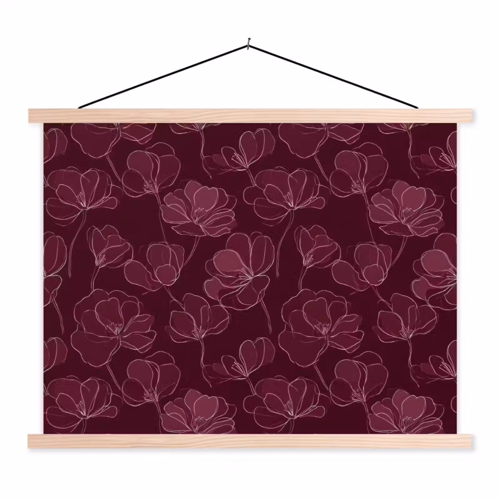 Schoolplaat - Bloemen - Patroon - Bordeauxrood — 1