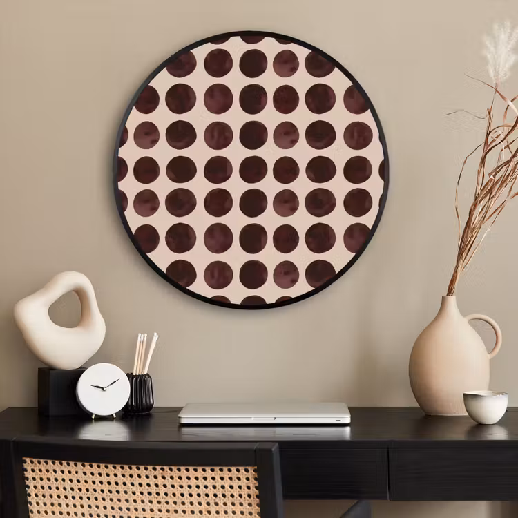 Ronde fotolijst - Stippen - Patroon - Bruin — 2