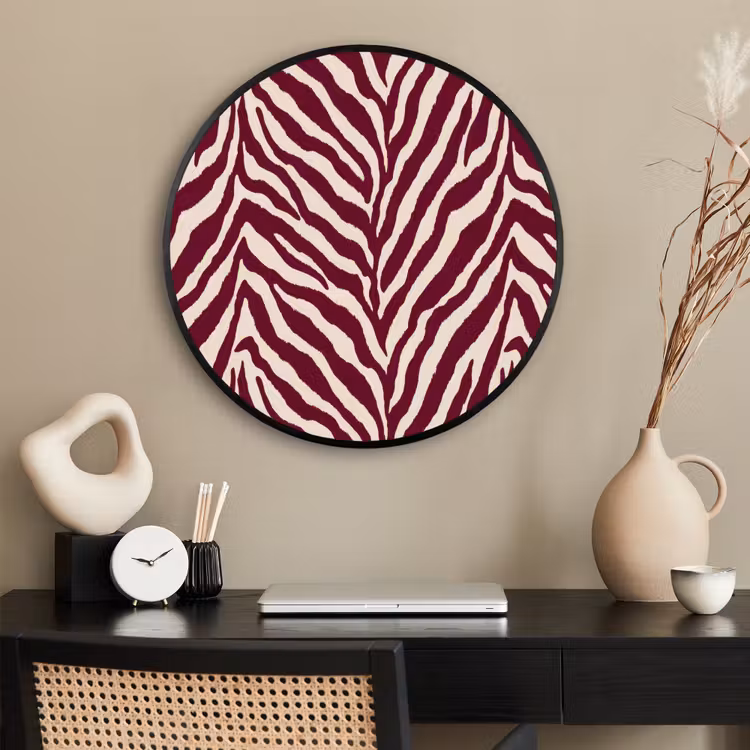 Ronde fotolijst - Zebra - Motief - Bordeaux - Rood — 2
