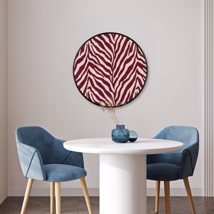 Ronde fotolijst - Zebra - Motief - Bordeaux - Rood — 3