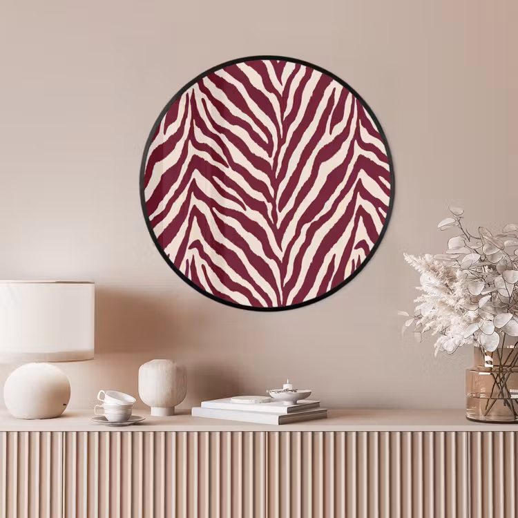 Ronde fotolijst - Zebra - Motief - Bordeaux - Rood — 4