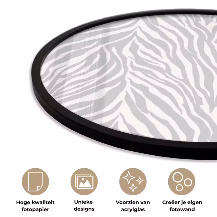 Ronde fotolijst - Zebra - Motief - Grijs — 5