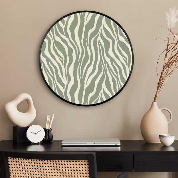 Ronde fotolijst - Zebra - Motief - Groen — 2