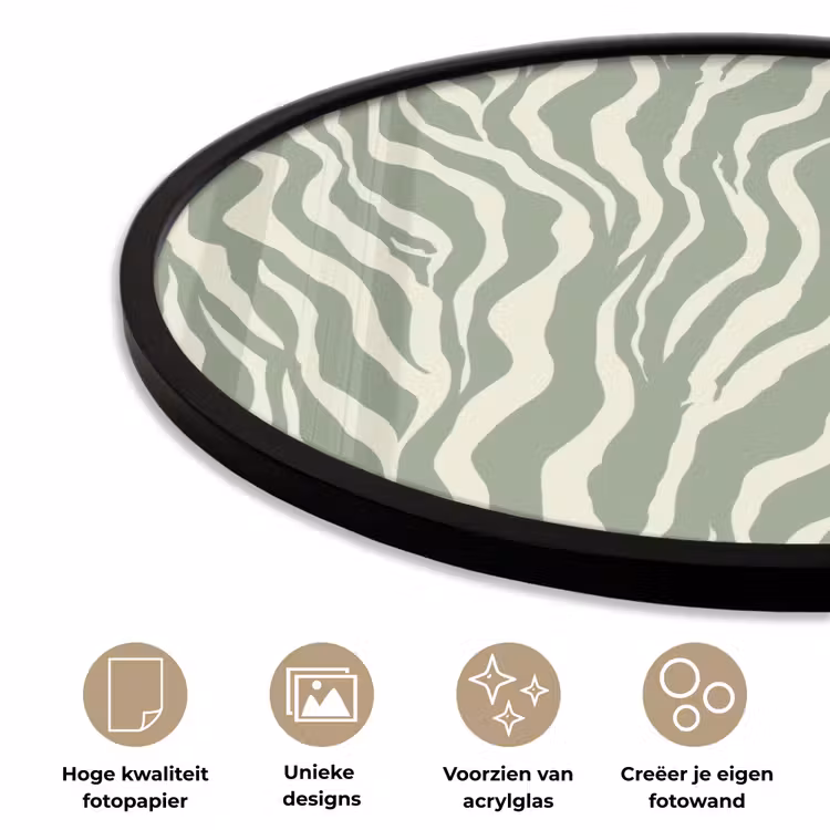 Ronde fotolijst - Zebra - Motief - Groen — 5