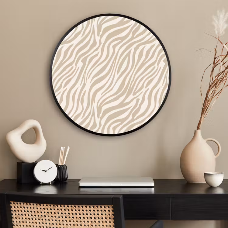 Ronde fotolijst - Zebra - Patroon - Beige — 2
