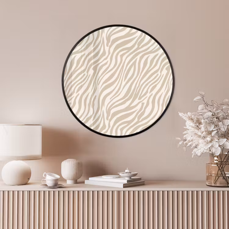 Ronde fotolijst - Zebra - Patroon - Beige — 4