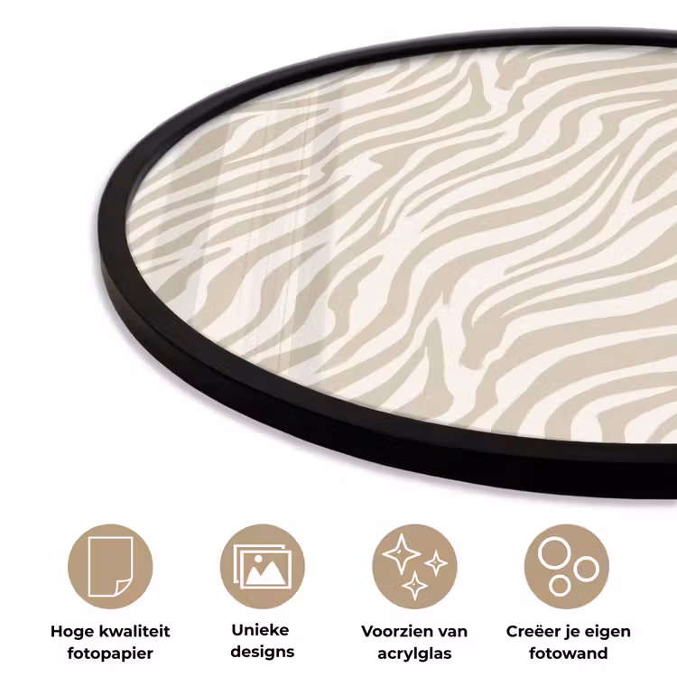 Ronde fotolijst - Zebra - Patroon - Beige — 5