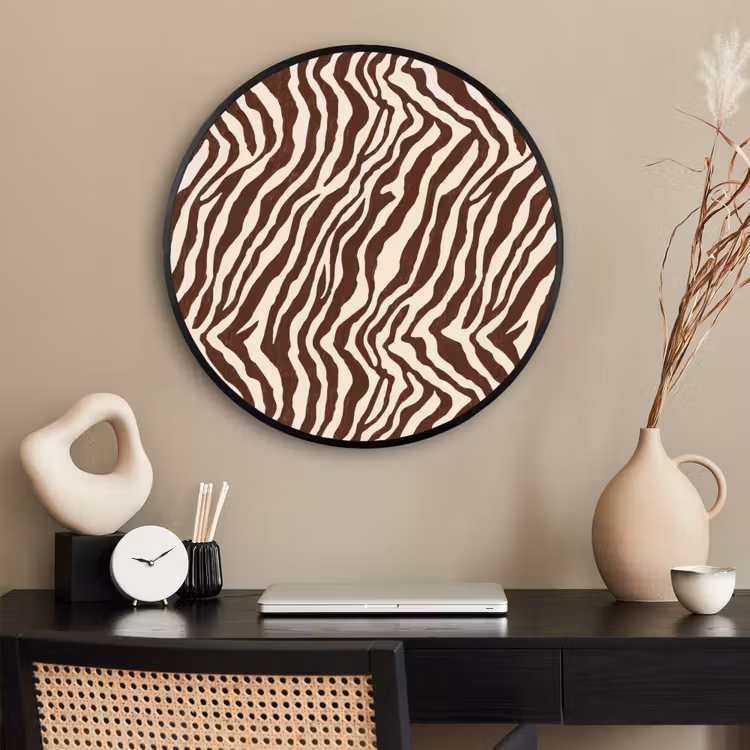 Ronde fotolijst - Zebra - Patroon - Zwart - Wit — 2