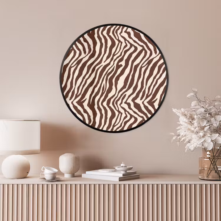 Ronde fotolijst - Zebra - Patroon - Zwart - Wit — 4