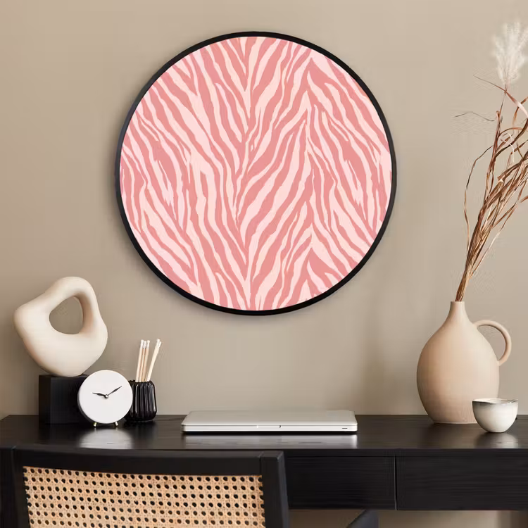 Ronde fotolijst - Zebra - Print - Roze — 2