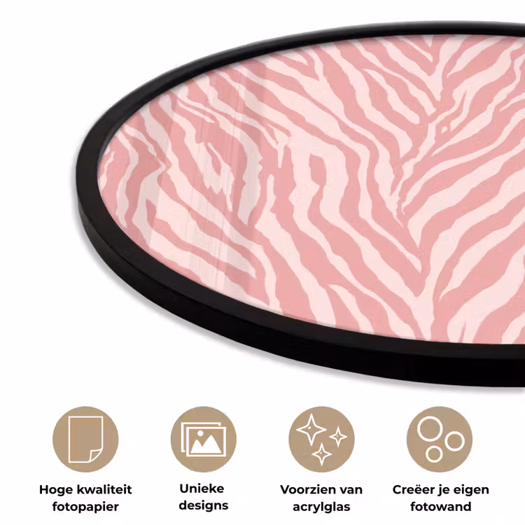 Ronde fotolijst - Zebra - Print - Roze — 5