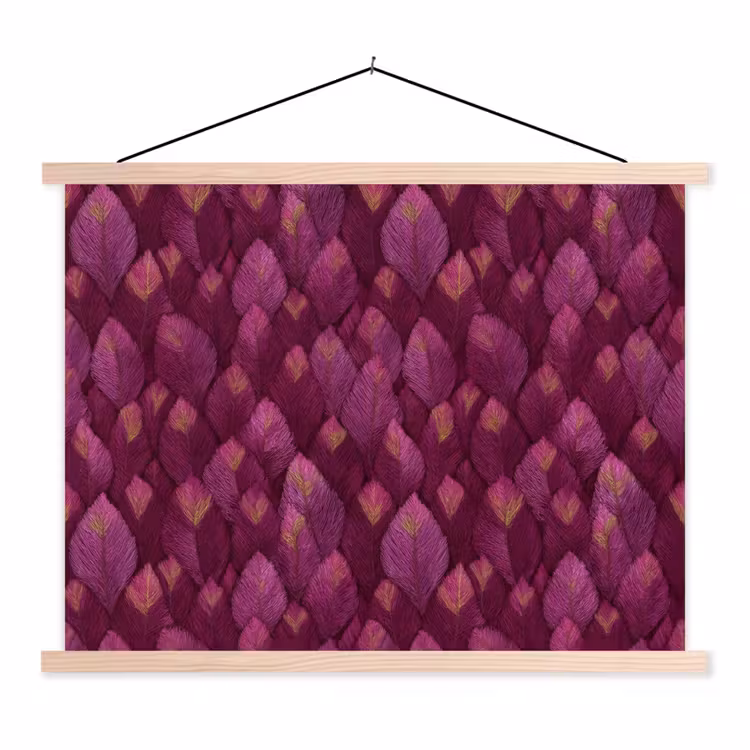 Schoolplaat - Bladeren - Patroon - Burgundy — 1
