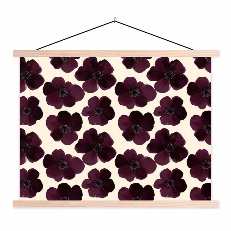 Schoolplaat - Bloemen - Aquarel - Paars — 1