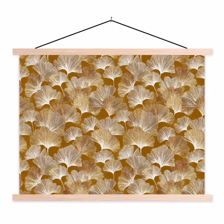 Schoolplaat - Ginkgo - Bladeren - Goud — 1