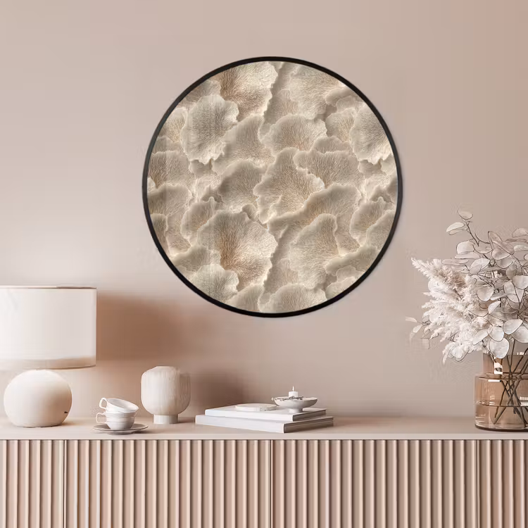 Ronde fotolijst - Waaierstructuren - Beige - Vezeltextuur — 4