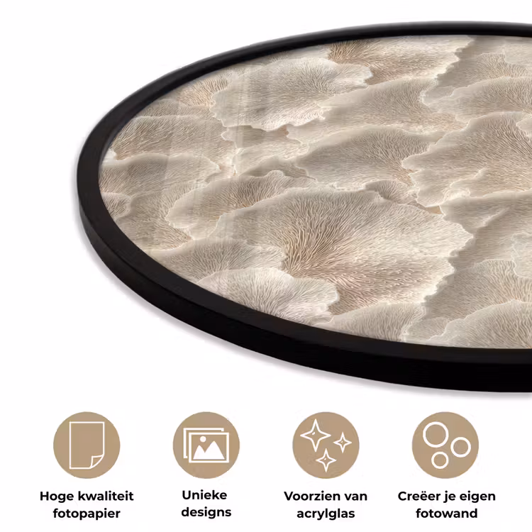 Ronde fotolijst - Waaierstructuren - Beige - Vezeltextuur — 5